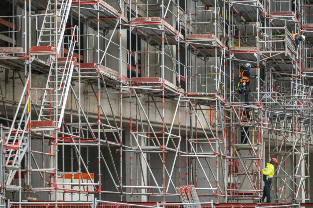 Scaffolding on a building under construction