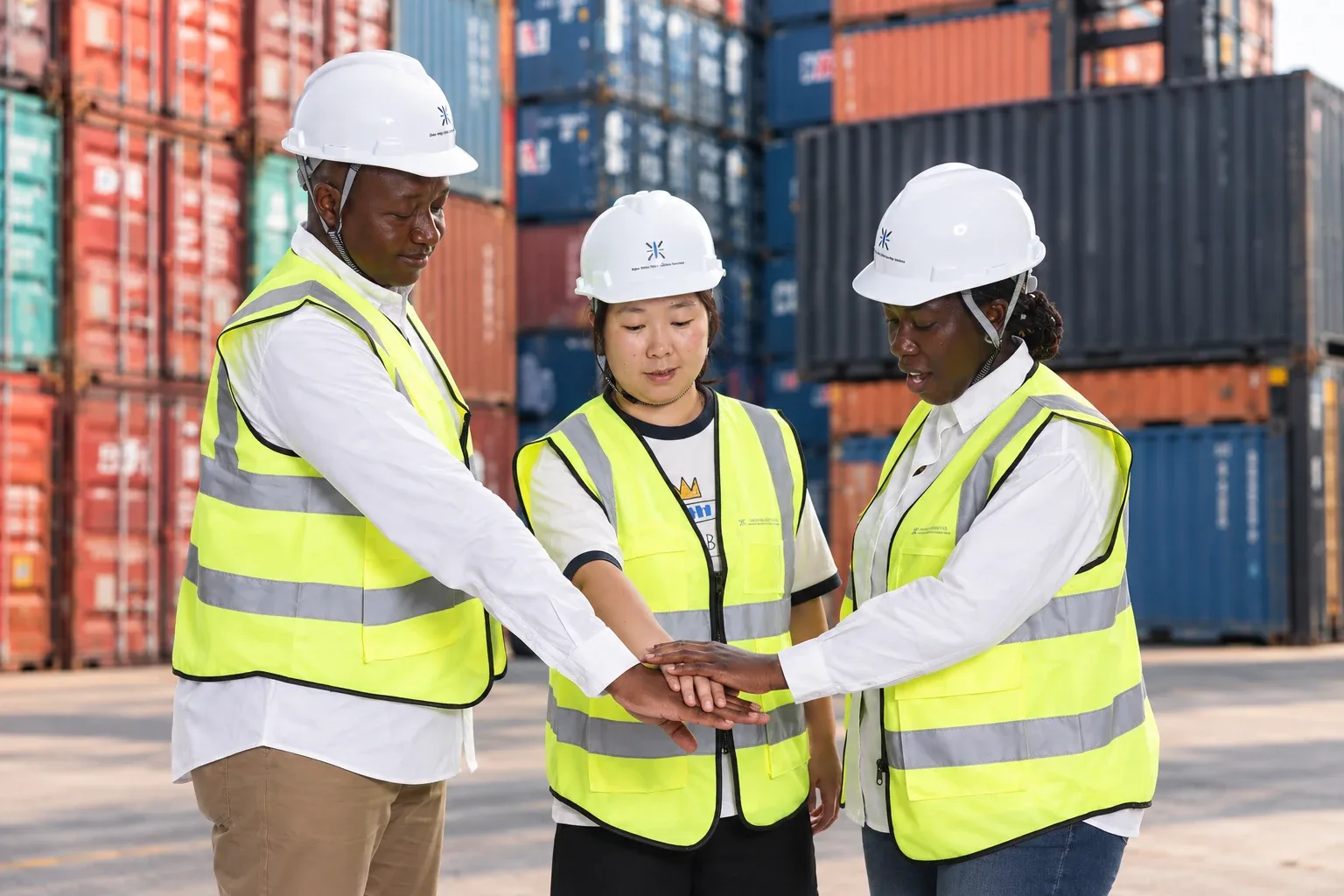 Shanghai Ssípín team at a container port