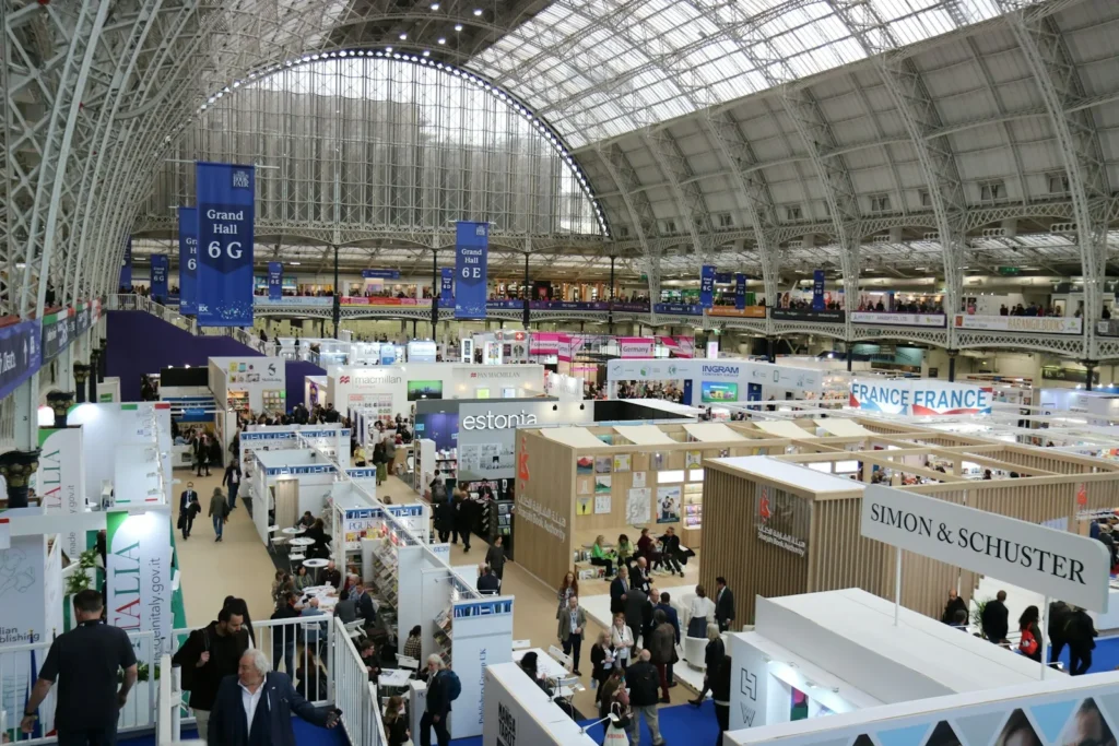 Busy exhibition hall at an international trade fair